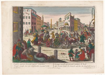 Los hijos de Jacob deben dejar a Simeón en Egipto hasta que regresen con Benjamín También schüttete Ioseph das Getreyde auf, über die Maass fall (título sobre el objeto) Historia de José (título de la serie) de Georg Balthasar Probst