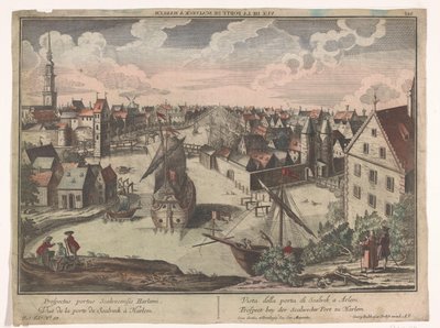 Vista de la puerta de Schalkwijker en Haarlem Prospect bey der Scalwecker Port zu Harlem (título sobre el objeto) Haarlem (título de la serie) de Georg Balthasar Probst
