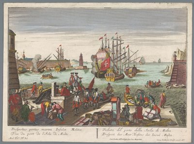 Vista del puerto de Malta Prospect des Meer Hafens der Insul Malta (título sobre el objeto) Vistas al puerto (título de la serie) de Georg Balthasar Probst