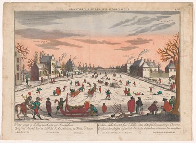 Retrato de invierno en el Buiten-Amstel en Amsterdam Perspectiva del Amstel fuera de la ciudad de Amsterdam, para ser visto en invierno (título sobre el objeto) Ámsterdam (título de la serie) de Georg Balthasar Probst