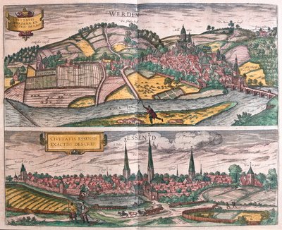 Essen y Werden, Alemania - en "Civitates Orbis Terrarum" de Georg Braun, Colonia 1617 de Georg Braun