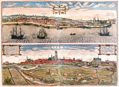Helsingor (Helsimor - Hamlet), Dinamarca - en "Civitates Orbis Terrarum" de Georg Braun, Colonia 1617 de Georg Braun