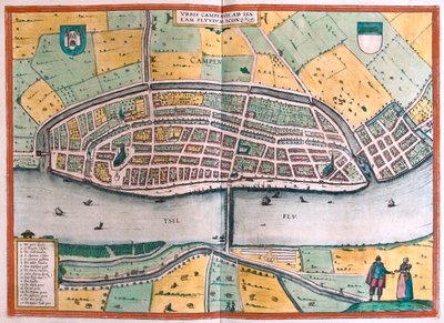 Kampen y el río Ysel, Países Bajos - en "Civitates Orbis Terrarum" de Georg Braun, Colonia 1617 de Georg Braun