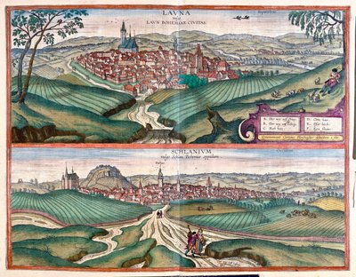 Louny (Bohemia) - Slany, República Checa- en "Civitates Orbis Terrarum" de Georg Braun, Colonia 1617 de Georg Braun