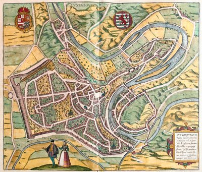 Luxenburgo, en "Civitates Orbis Terrarum" de Georg Braun, Colonia 1617 de Georg Braun