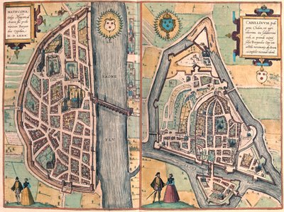Macon - Chalons sur Saone, Francia - en "Civitates Orbis Terrarum" de Georg Braun, Colonia 1617 de Georg Braun