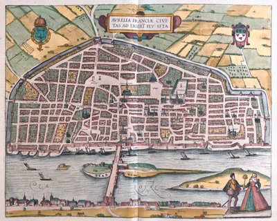 Orleans - Francia, en "Civitates Orbis Terrarum" de Georg Braun, Colonia 1617 de Georg Braun