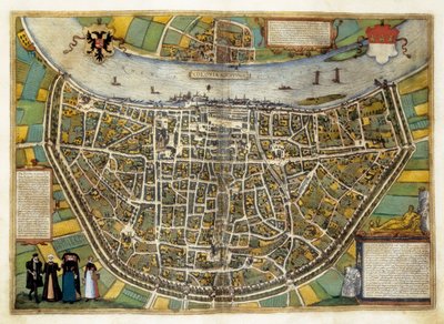 Plano de la ciudad de Burgos en España de Georg Braun