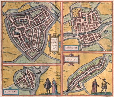 Sneek, Doccum, Sloten, Ijlst, Países Bajos - en "Civitates Orbis Terrarum" de Georg Braun, Colonia 1617 de Georg Braun