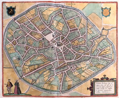 Tienen, Bélgica, en "Civitates Orbis Terrarum" de Georg Braun, Colonia 1617 de Georg Braun