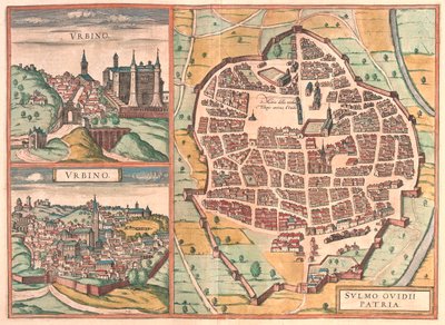 Urbino - Sulmona, Italia - en "Civitates Orbis Terrarum" de Georg Braun, Colonia 1617 de Georg Braun