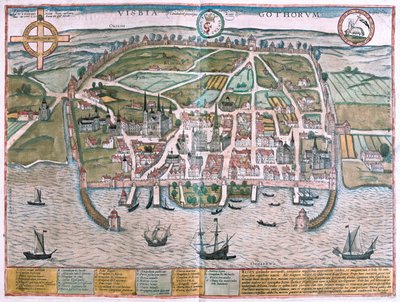 Visby, Isla de Gotland, Suecia - en "Civitates Orbis Terrarum" de Georg Braun, Colonia 1617 de Georg Braun