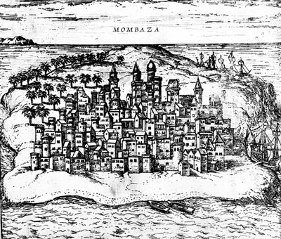 Vista de Mombaza, de Civitates orbis terrarum de Georg Braun (detalle) de Georg Braun und Franz Hogenberg