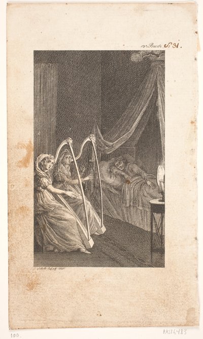 Ilustración con arpistas de Georg Christian Schule