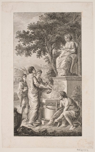 Ilustración con escena de sacrificio de Georg Christian Schule