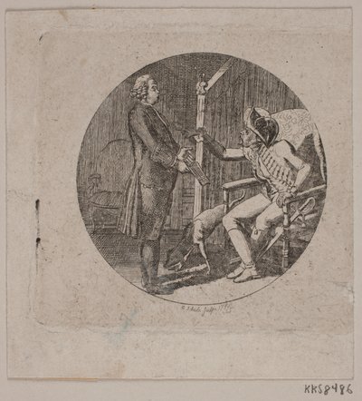 Viñeta con sacerdote y anciano de Georg Christian Schule