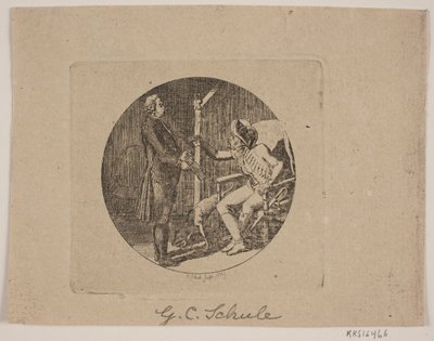 Viñeta con sacerdote y hombre mayor de Georg Christian Schule