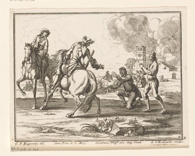 Soldados de caballería se apoderan de ganado Jinetes (título de la serie) de Georg Conrad Bodenehr