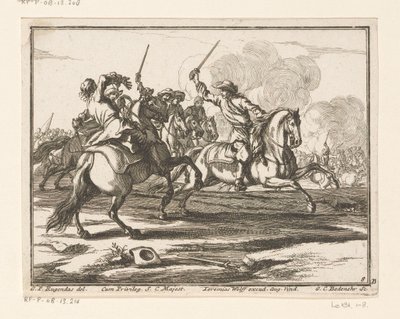 lucha ecuestre Jinetes (título de la serie) de Georg Conrad Bodenehr