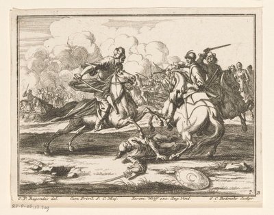 Batalla ecuestre contra los otomanos Jinetes (título de la serie) de Georg Conrad Bodenehr