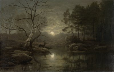 Paisaje forestal a la luz de la luna de Georg Eduard Otto Saal