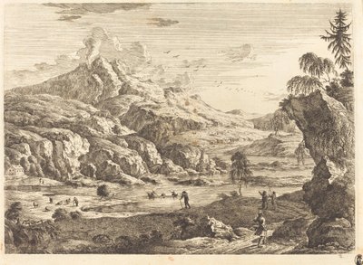 Paisaje Montañoso con Ríos y Figuras de Georg Eisenmann