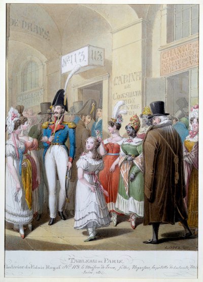 Pintura de París: las galerías del Palais Royal en París de Georg Emanuel Opitz