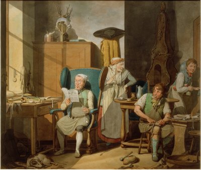 Familia de zapateros en el taller de Georg Emanuel Opitz