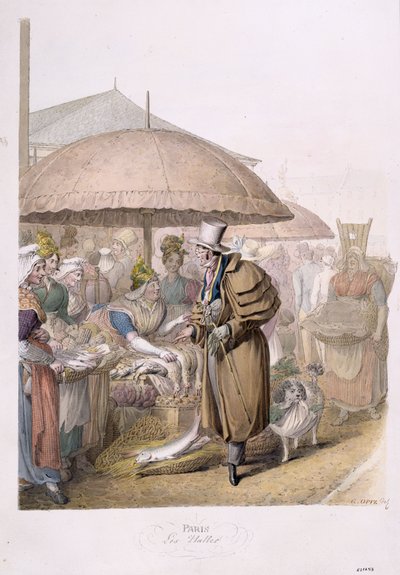 Los mercados en Les Halles, 1831 de Georg Emanuel Opitz