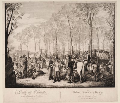 Bivouac de los cosacos en la Avenida de los Campos Elíseos en París en abril de 1814, 1814 de Georg Emanuel Opiz