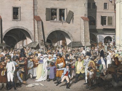 Mercado bullicioso, Praga, 1804 de Georg Emanuel Opiz