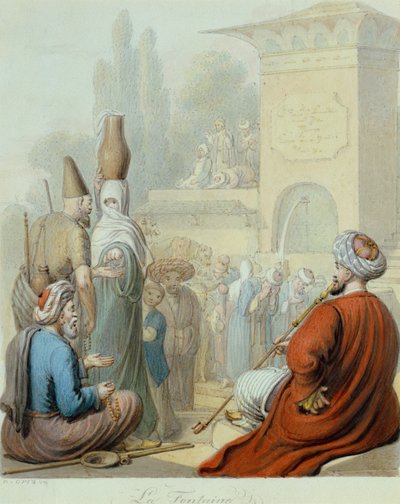 La fuente de Constantinopla (lápiz y acuarela) de Georg Emanuel Opiz
