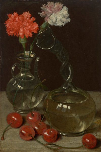Stil-life con kuttrolf y cerezas de Georg Flegel