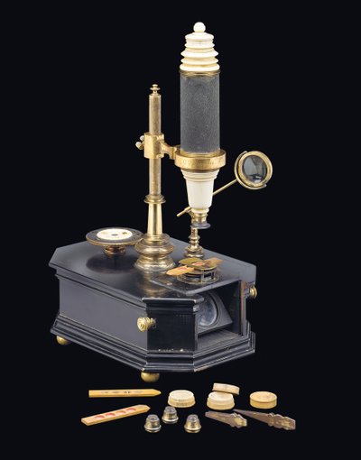 Microscopio tipo caja compuesta, c.1775 de Georg Friedrich Brander