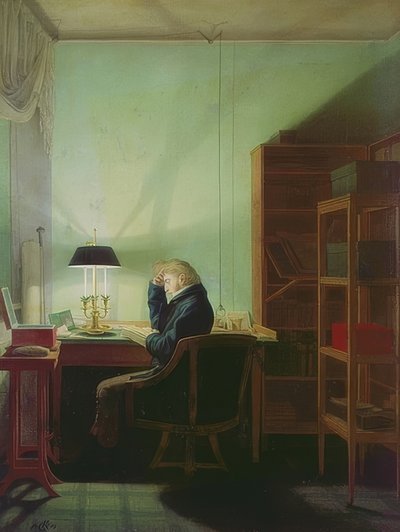 Lector a la luz de la lámpara de Georg Friedrich Kersting