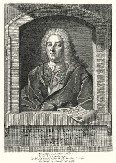George Frideric Handel, compositor barroco alemán (grabado) de Georg Friedrich Schmidt