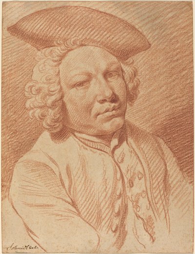 Retrato de un hombre con sombrero de tres picos de Georg Friedrich Schmidt