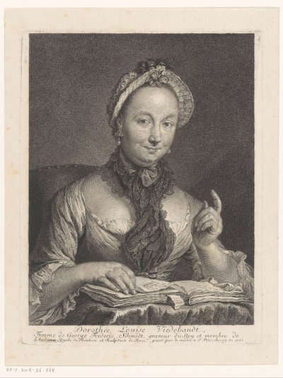 Retrato de Dorothée Louise Viedebandt, esposa del artista Georg Friedrich Schmidt
Dorothée Louise Viedebandt, Femme de George Frederic Schmidt (título en el objeto) de Georg Friedrich Schmidt
