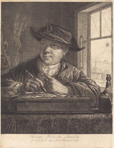 Autorretrato con una araña en la ventana de Georg Friedrich Schmidt