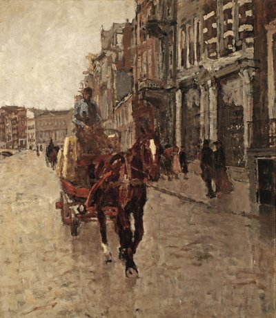 Rokin Westzijde: un carro tirado por caballos en el Rokin, Ámsterdam de Georg Hendrik Breitner