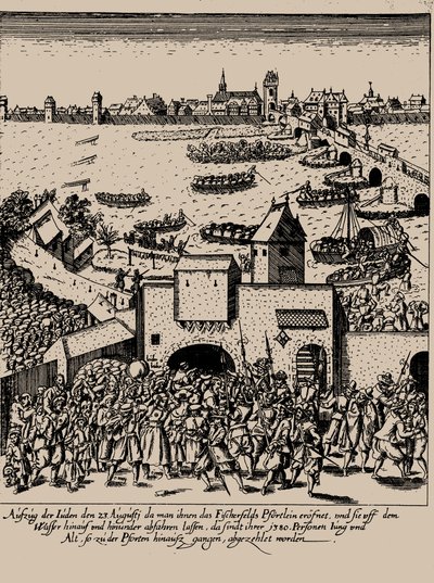 El levantamiento de Fettmilch. Expulsión de los judíos de Frankfurt el 23 de agosto de 1614, c. 1616-1617 de Georg Keller