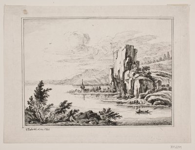 Paisaje montañoso junto a un lago de Georg Mathias Fuchs