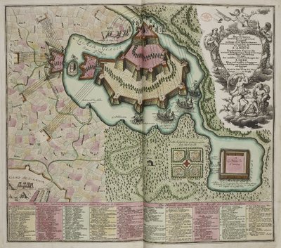 Mapa Alegórico del Asedio del Castillo del Amor de Georg Matthäus Seutter
