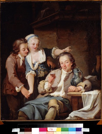 Mari trompe (vino y amor). Un Marido Engañado (Vino y Amor). Pintura de Georg Melchior Kraus (1737-1806) de Georg Melchior Kraus