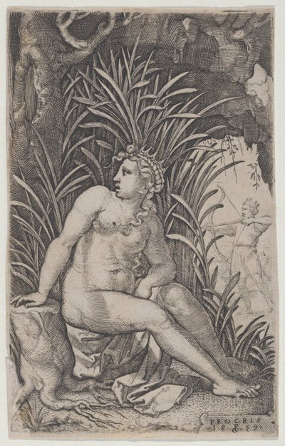 Céfalo y Procris, de Las heroínas griegas, 1539 de Georg Pencz