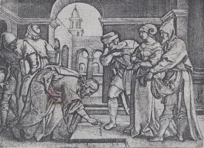Cristo y la mujer adúltera de Georg Pencz