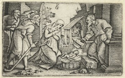 Natividad y Adoración de los Pastores Vida de Cristo (título de la serie) de Georg Pencz