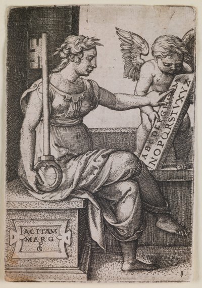 Grammatica, de la serie "Las artes liberales", c.1541 (grabado) de Georg Pencz