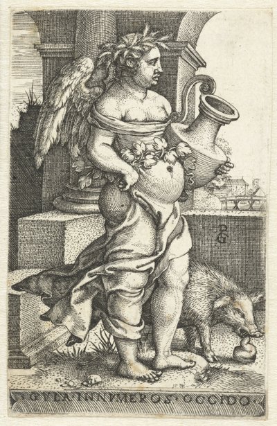 Gula
Gvla innvmeros occido (título en el objeto)
Los siete pecados capitales (título de la serie) de Georg Pencz