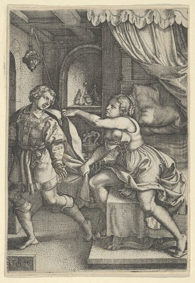 José y la esposa de Potifar, de La Historia de José, 1546 de Georg Pencz